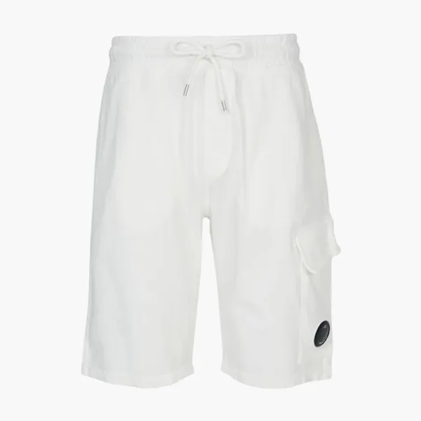 C.P. Company Light Fleece Lens Cargo Shorts White