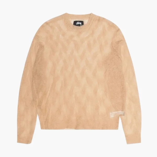 Stussy Loose Knit Cross Cable Sweater Sand