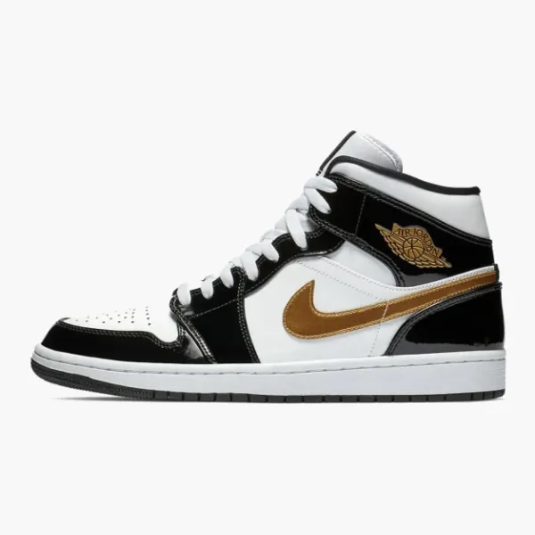 Air Jordan 1 Mid SE Black Gold Patent Leather