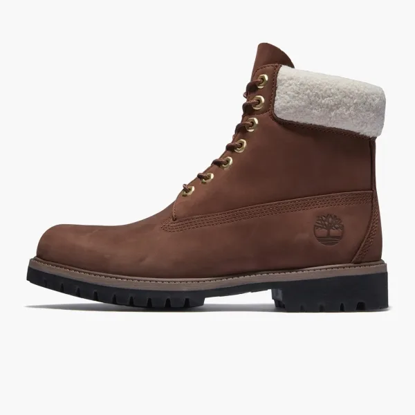 Timberland 6 Inch Premium Waterproof Boots Brown And Fleece Collar