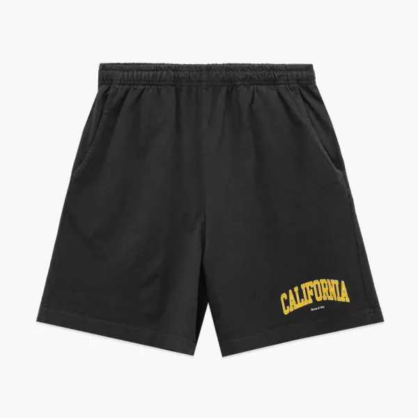 SPORTY & RICH California Gym printed cotton-jersey shorts Black