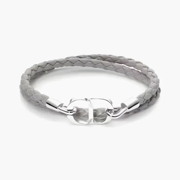 Dior Woven Leather Bracelets Gray