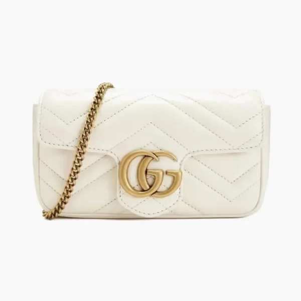 Gucci GG Marmont Matelasse Super Mini Bag White