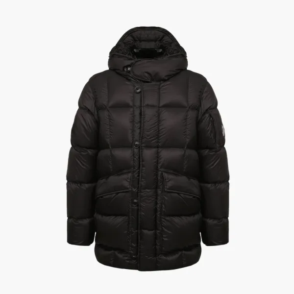 C.P. Company D.D. Shell Down Ripstop Hooded Long Black