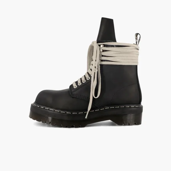 Rick Owens X Dr. Martens Quad Sole Steel Toe Leather Boots Black