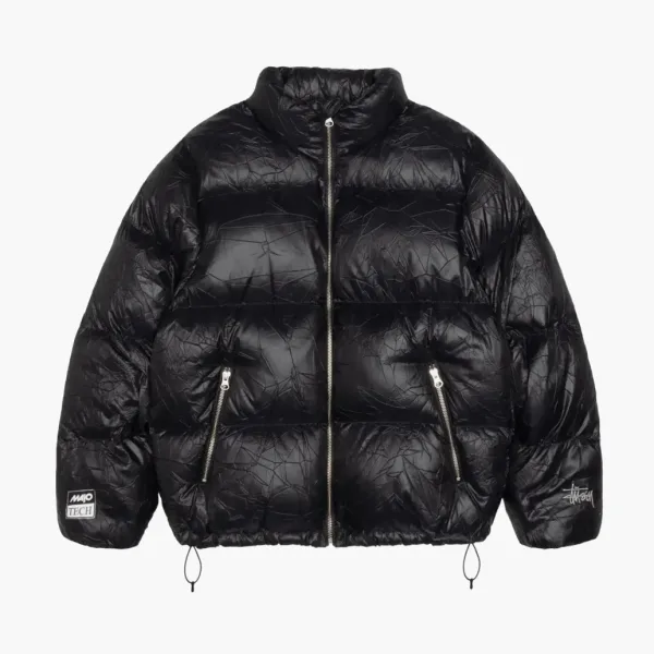 Stussy Wrinkled Nylon Down Puffer Black