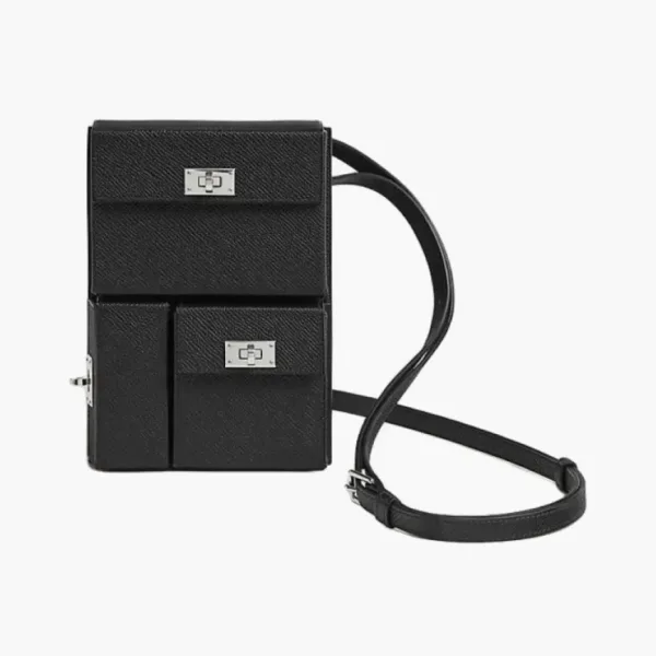 HERMES  Epsom Calfskin Crossbody Bag Shoulder Bag Black