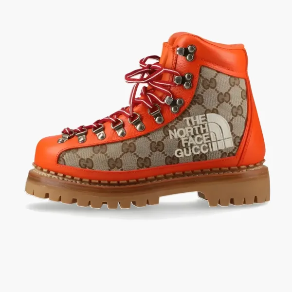 The North Face x Gucci Lace Up Boot Beige Orange Monogram