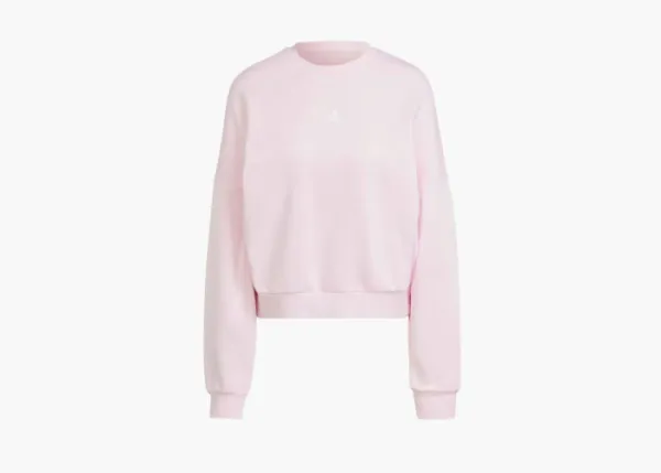 Adidas Essentials Small Logo Feelcozy Sweatshirt Clear Pink / White