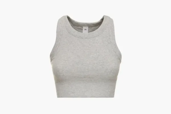 Alo Yoga Seamless Delight High Neck Bra Athletic Heather Grey
