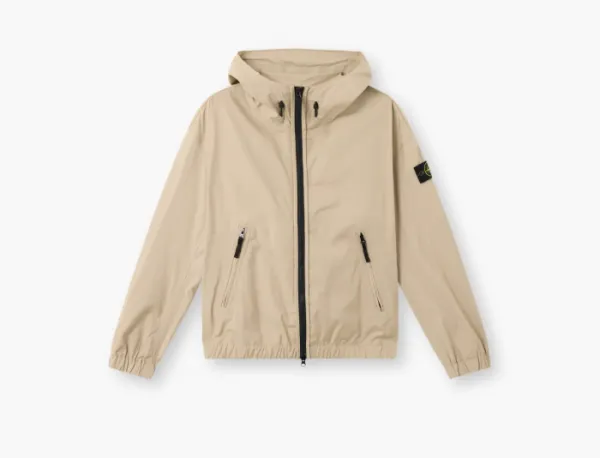 Stone Island Hooded Jacket with All-Weather Barrier and Anti-Drop Desert