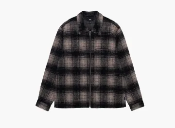 Stussy Wool Plaid Zip Shirt Lilac