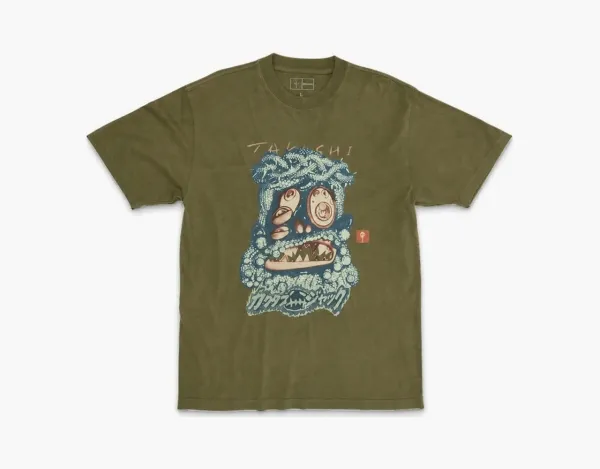Travis Scott Cactus Jack x Takashi Murakami Tee Olive