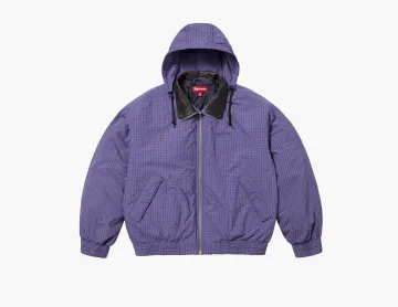 Supreme Leather Collar Utility Jacket Blue Plaid