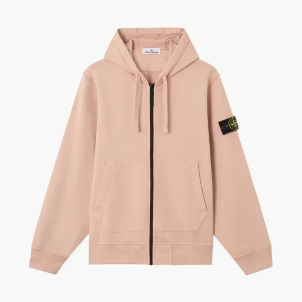 Stone Island Organic Cotton Fleece Hooded Sweatshirt Plaster Pink