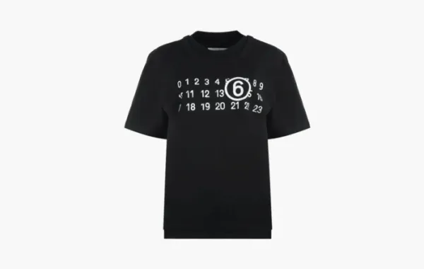 MM6 Maison Margiela Number Logo Cotton Crewneck T-Shirt Black