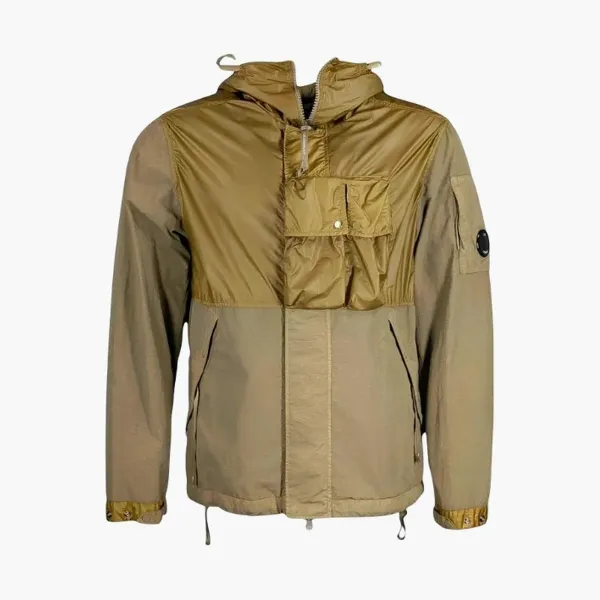 C.P. Company Flatt Nylon Mixed Hooded Jacket Beige