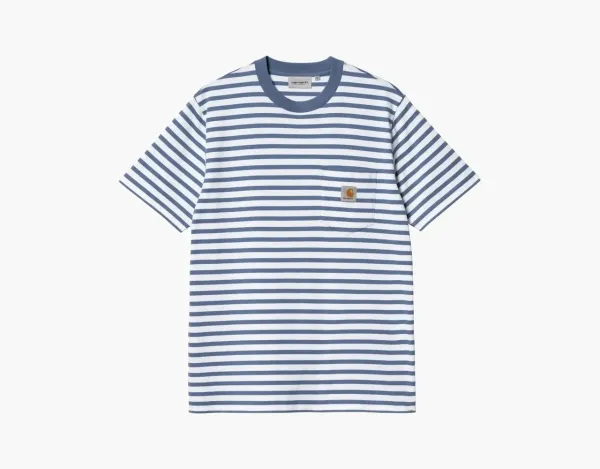 Carhartt WIP Striped Pocket T-Shirt Blue