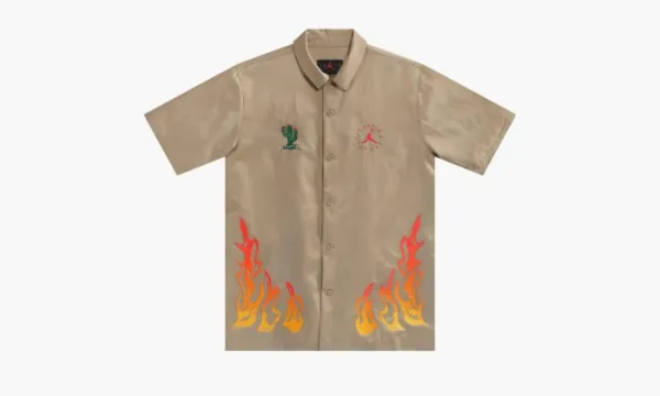 Cactus Jack by Travis Scott x Jordan Button Down Shirt Khaki/University Red