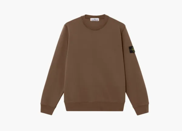Stone Island Organic Cotton Fleece Crewneck Sweatshirt Umber
