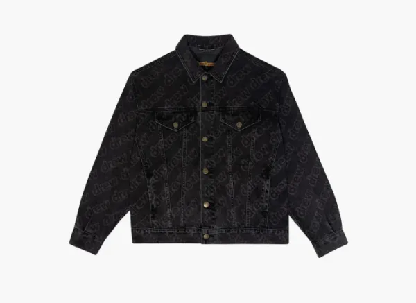 Drew House Secret Letter All Over Loose Denim Jacket Black
