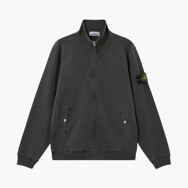Stone Island Malfile Fleece Old Effect Track Jacket Charcoal Grey