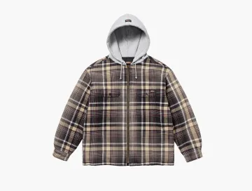 Supreme x Dickies Plaid Hooded Zip Up Shirt Black