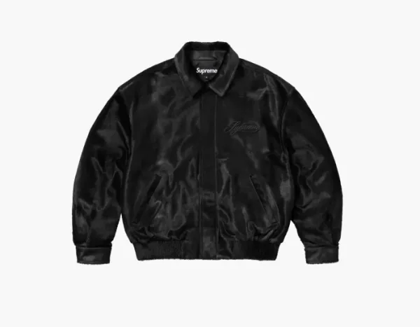 Supreme Ponyhair Varsity Jacket Black