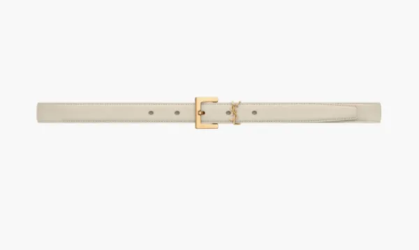 Saint Laurent Cassandre Thin Leather Belt With Square Buckle Blanc Vintage