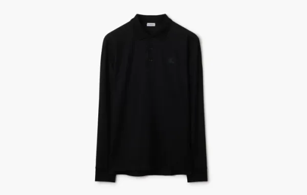 Burberry Long-sleeve Cotton Polo Shirt  Black