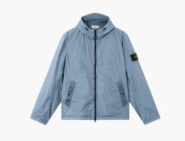 Stone Island Crinkle Reps NY Hooded Jacket Avio Blue