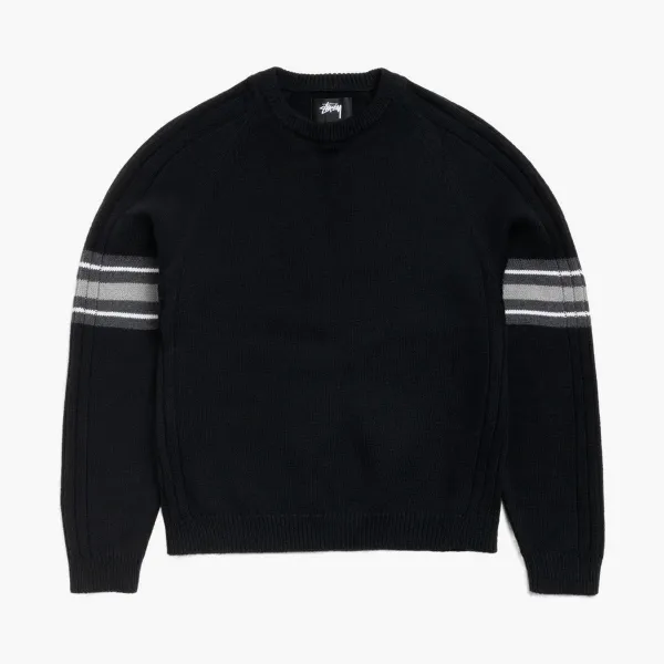 Stussy Stripe Raglan Crew Black