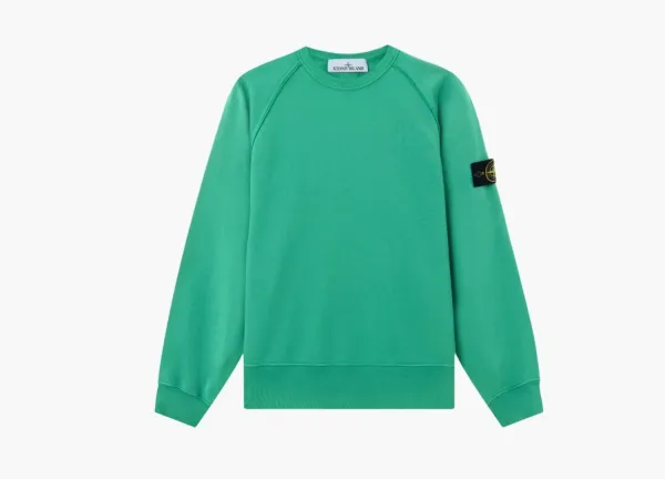 Stone Island Organic Cotton Fleece Crewneck Sweatshirt Malachite
