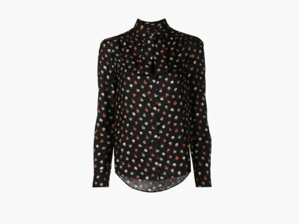 Saint Laurent Floral Print Blouse Black