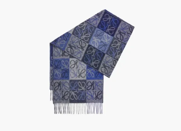 Loewe Scarf In Wool and Cashmere Blue