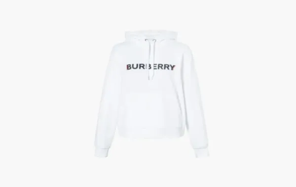 Burberry Letter Print Hooded Long Sleeve Sweatshirt White