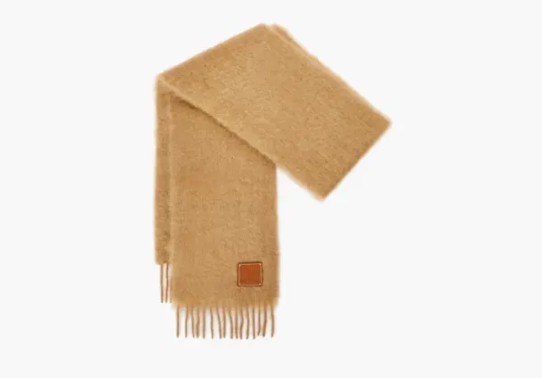 Loewe Scarf In Mohair And Wool Camel