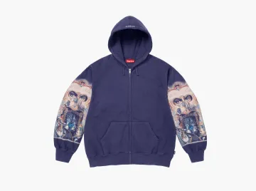Supreme Michael Jackson Dangerous Zip Up Hooded Sweatshirt Washed Navy