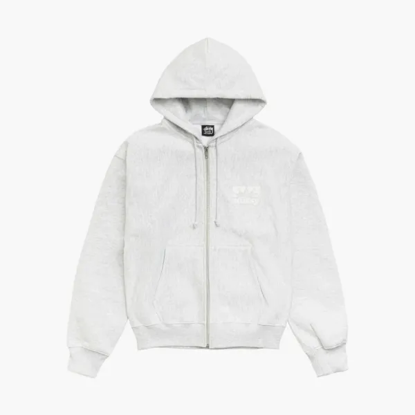 Stussy Box Crown Zip Hoodie Ash Heather