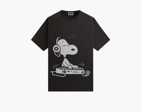 Kith For Peanuts Snoopy DJ Vintage Tee Black