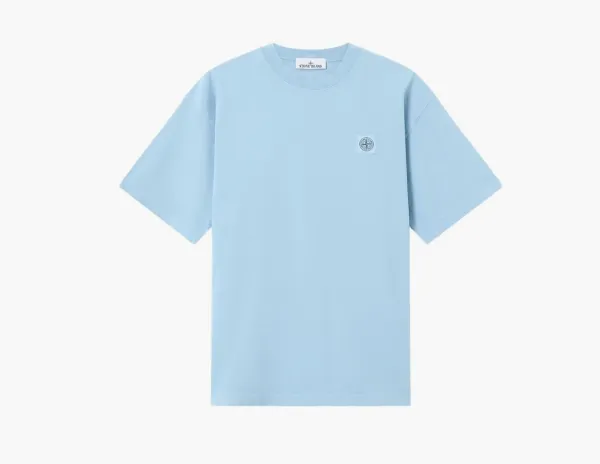 Stone Island Combed Organic Cotton Jersey Powder Blue