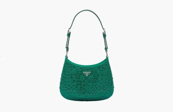 Prada Cleo Satin Bag Crystals Green