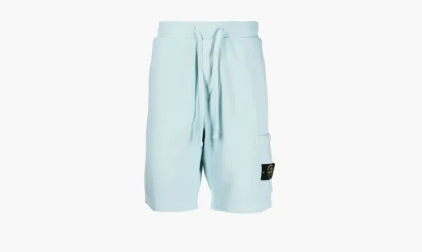 Stone Island 64651 Cotton Fleece Garment Dyed Shorts Light Blue