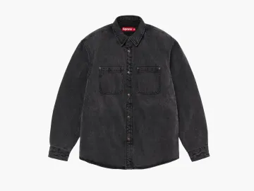Supreme Faux Shearling Lined Work Shirt Black Denim