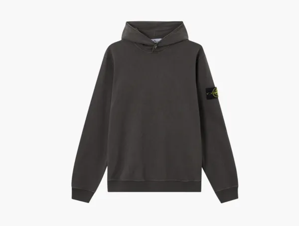 Stone Island Malfile Fleece Hooded Sweatshirt Charcoal Grey