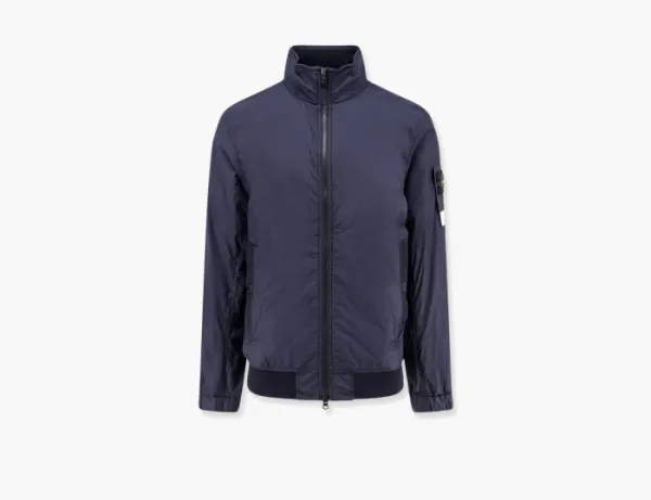 Stone Island Bomber Jacket with Logo Blue