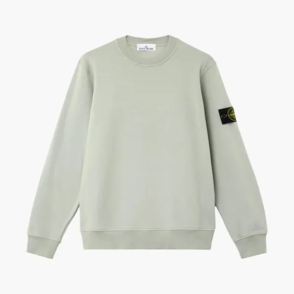 Stone Island Organic Cotton Fleece Crewneck Sweatshirt Sage Green