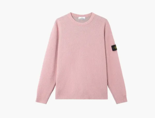 Stone Island Plated Rib Cotton Boucle Crewneck Jumper Oleander
