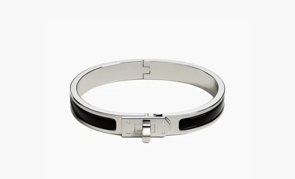 HERMES Enamel Palladium Plated Metal Bangles Black