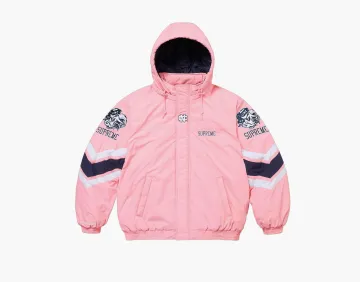 Supreme x Mitchell & Ness NCAA Hooded Stadium Jacket Pink